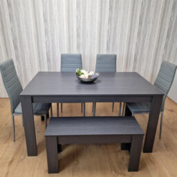 Kosy Koala Modern Dark Grey Dining Table Set With 4 Grey Metal Chairs And 1 Bench - thumbnail 1