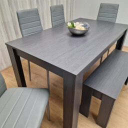 Kosy Koala Modern Dark Grey Dining Table Set With 4 Grey Metal Chairs And 1 Bench - thumbnail 3