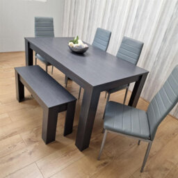 Kosy Koala Modern Dark Grey Dining Table Set With 4 Grey Metal Chairs And 1 Bench - thumbnail 7