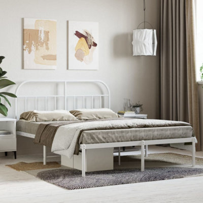 Berkfield Metal Bed Frame With Headboard White 140X190 Cm - image 1