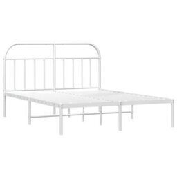 Berkfield Metal Bed Frame With Headboard White 140X190 Cm - thumbnail 5