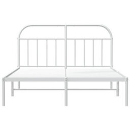 Berkfield Metal Bed Frame With Headboard White 140X190 Cm - thumbnail 6