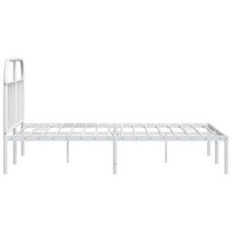 Berkfield Metal Bed Frame With Headboard White 140X190 Cm - thumbnail 7
