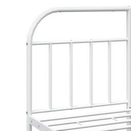 Berkfield Metal Bed Frame With Headboard White 140X190 Cm - thumbnail 9