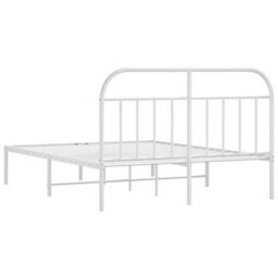 Berkfield Metal Bed Frame With Headboard White 140X190 Cm - thumbnail 8