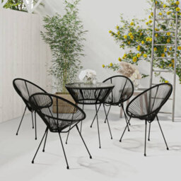 Berkfield 5 Piece Outdoor Dining Set Pvc Rattan Black - thumbnail 1