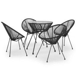 Berkfield 5 Piece Outdoor Dining Set Pvc Rattan Black - thumbnail 2