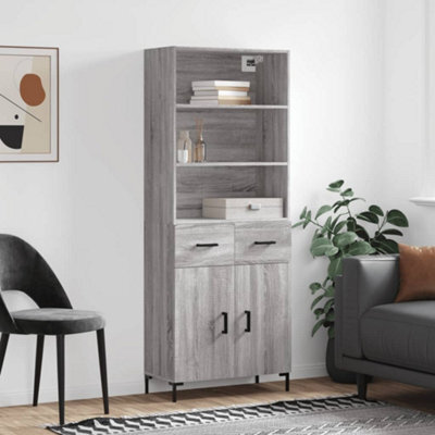 Berkfield Highboard Grey Sonoma 69.5X34X180 Cm Engineered Wood - image 1