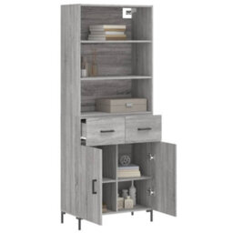 Berkfield Highboard Grey Sonoma 69.5X34X180 Cm Engineered Wood - thumbnail 3
