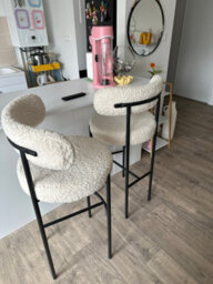 Nordlys Set Of 2 Metal White Bouclé Bar Stools Modern Design Style Dining Room - thumbnail 9