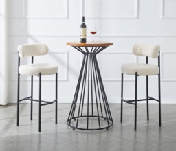Nordlys Set Of 2 Metal White Bouclé Bar Stools Modern Design Style Dining Room - thumbnail 3