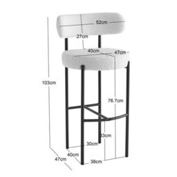 Nordlys Set Of 2 Metal White Bouclé Bar Stools Modern Design Style Dining Room - thumbnail 6