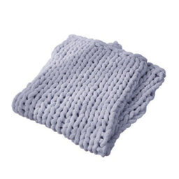 Living And Home Grey Knitted Chenille Decorative Fuzzy Blanket Lightweight Throw Blankets For Bed 1000mm(L) - thumbnail 2