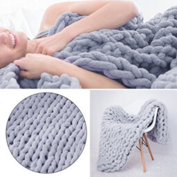 Living And Home Grey Knitted Chenille Decorative Fuzzy Blanket Lightweight Throw Blankets For Bed 1000mm(L) - thumbnail 5