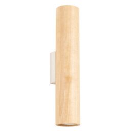 Luminosa Lighting Luminosa Lino Up & Down Wall Lamp Natural Wood, White 2X Gu10