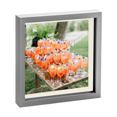 "Nicola Spring 10 X 10"" Photo Frame - Grey/ivory Mount - 3D Photo Frame Picture Frame Box Portrait Display Case (8 X 8"" Mount)" - image 1