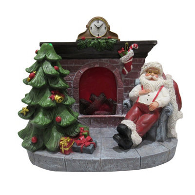 SecureFix Direct Light Up Santa Fireplace Christmas Figurine (Xmas Festive Led Ornament Decoration)
