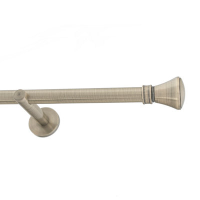 Toolty Antique Brass Metal Curtain Pole 19mm With Finials Rod Modern Brackets Liberty 290Cm