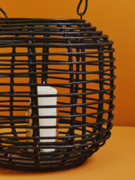 Orsina Contemporary Black Candle Holder, Sustainable Rounded Candle Holder, Stylish Large Candlestick Holder - thumbnail 5