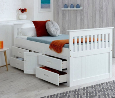 Captains White Wooden Storage Bed Frame - 3Ft Single - image 1