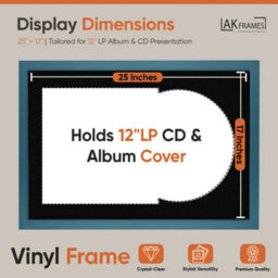 "AK Frames 25X17"" Navy Blue Modern Vinyl Record Frame With Black Mount For 12 Inch Lp Cover & Disc - Overlapped Design" - thumbnail 2