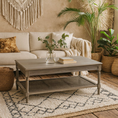 Wyld Haus Laurelbrook Rectangular Coffee Table With Rattan Shelf 1200mm - image 1