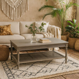 Wyld Haus Laurelbrook Rectangular Coffee Table With Rattan Shelf 1200mm - thumbnail 1