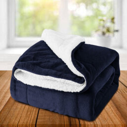 Ameha Sherpa Fleece Blanket Bed Throws For Sofas Large Soft Thick Fluffy Reversible Winter Warm Navy Double Size 150X200Cm - thumbnail 5