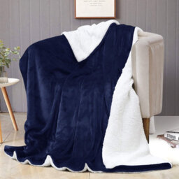 Ameha Sherpa Fleece Blanket Bed Throws For Sofas Large Soft Thick Fluffy Reversible Winter Warm Navy Double Size 150X200Cm - thumbnail 2