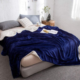 Ameha Sherpa Fleece Blanket Bed Throws For Sofas Large Soft Thick Fluffy Reversible Winter Warm Navy Double Size 150X200Cm - thumbnail 7