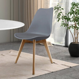 Fusion Living Soho Dark Grey Plastic Dining Chair With Squared Light Wood Legs - thumbnail 2