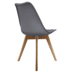 Fusion Living Soho Dark Grey Plastic Dining Chair With Squared Light Wood Legs - thumbnail 3