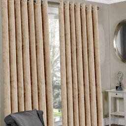 Ameha Beige Velvet Curtains Eyelet Blackout Thick Thermal Insulated Ready Made Ring Top Curtain Pair 66''x72'' For Living Room - thumbnail 8