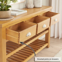 The Furniture Market Cheshire Oak Large Console Table With Three Drawers - thumbnail 4