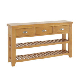 The Furniture Market Cheshire Oak Large Console Table With Three Drawers - thumbnail 6