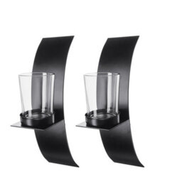 Living And Home 2Pcs Modern Wall Mounted Candle Holders Tea Light Brackets With Glass Cups - thumbnail 5