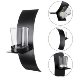 Living And Home 2Pcs Modern Wall Mounted Candle Holders Tea Light Brackets With Glass Cups - thumbnail 6
