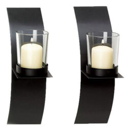 Living And Home 2Pcs Modern Wall Mounted Candle Holders Tea Light Brackets With Glass Cups - thumbnail 4