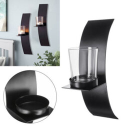 Living And Home 2Pcs Modern Wall Mounted Candle Holders Tea Light Brackets With Glass Cups - thumbnail 7