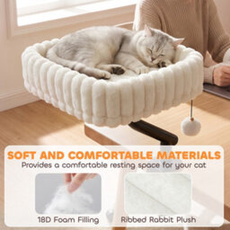 Pawhut Cat Desk Bed, Rotatable Raised Cat House W/ Hanging Ball, White - thumbnail 6
