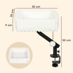 Pawhut Cat Desk Bed, Rotatable Raised Cat House W/ Hanging Ball, White - thumbnail 3