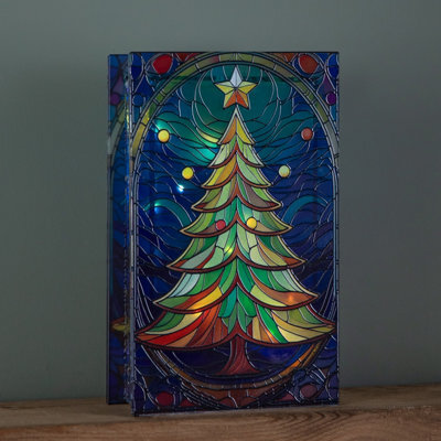 Samuel Alexander 21Cm Battery Operated Double Sided Stained Glass Christmas Tree Decoration With Leds - image 1