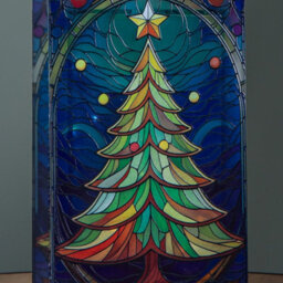 Samuel Alexander 21Cm Battery Operated Double Sided Stained Glass Christmas Tree Decoration With Leds - thumbnail 5