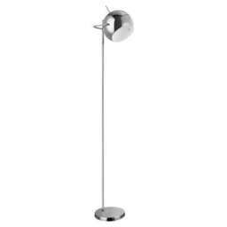 Orsina Durable Chrome & White Dome Floor Lamp, Tall Standing Lamp With Adjustable Head, Modern Chrome Floor Light - thumbnail 1