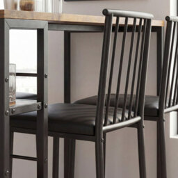 Bealife Bar Table Set 3-Piece, Kitchen Dining Table With 2 Chairs, Padded Seats With Backrest, Storage Shelves - thumbnail 3