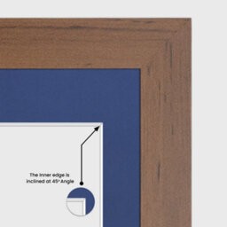 AK Frames 50X20Cm Walnut Modern Multi Photo Frame With Blue Mount - Holds 4 Apertures (4X) 6X4 Photos - thumbnail 7