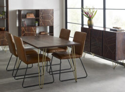 Buttercup Farm Dark Gold Dining Table - Solid Mango Wood - L85 X W160 X H76 Cm - thumbnail 6