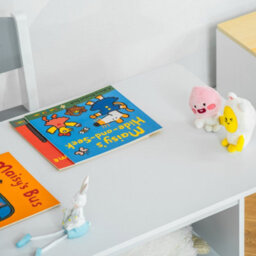 Homcom 3 Pcs Kids Table & Chairs Set Toddler Furniture W/ Storage Drawers White - thumbnail 9