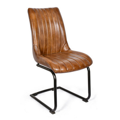 Real Genuine Leather Kitchen Dining Chair Tan Brown 91Cm High X 48Cm Wide X 61Cm Deep Only Legs To Attach - image 1