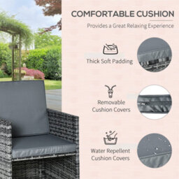 Outsunny Rattan Dining Set Garden Furniture Cube Table Chair Stool Cushion Seat - thumbnail 6